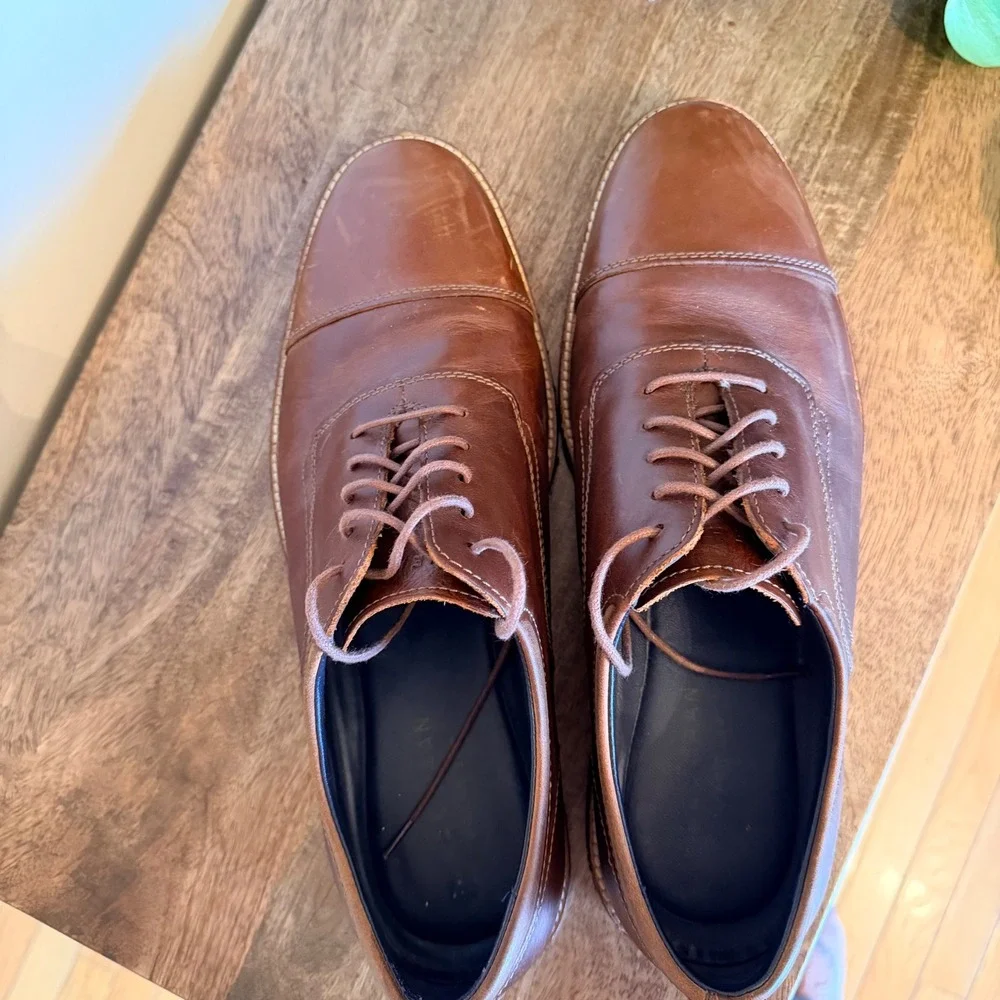 Cole Haan Brown Leather Cap Toe Oxford Rugged Sole Dress Shoes Mens 10.5D Preppy